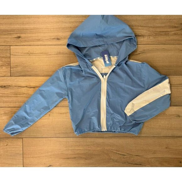 NWT Prince Pickleball Women's Cropped Hooded Full Zip Windbreaker Jacket XS Blue - Picture 3 of 3